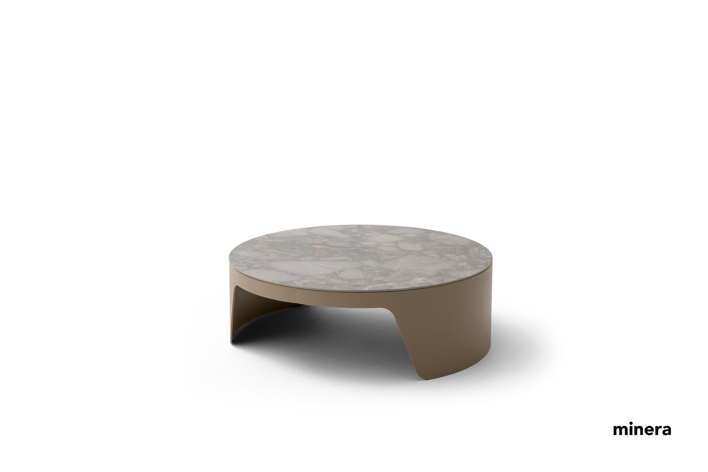 Elegant modern coffee table with a round marble top and sculptural base, perfect for contemporary living rooms and stylish décor.