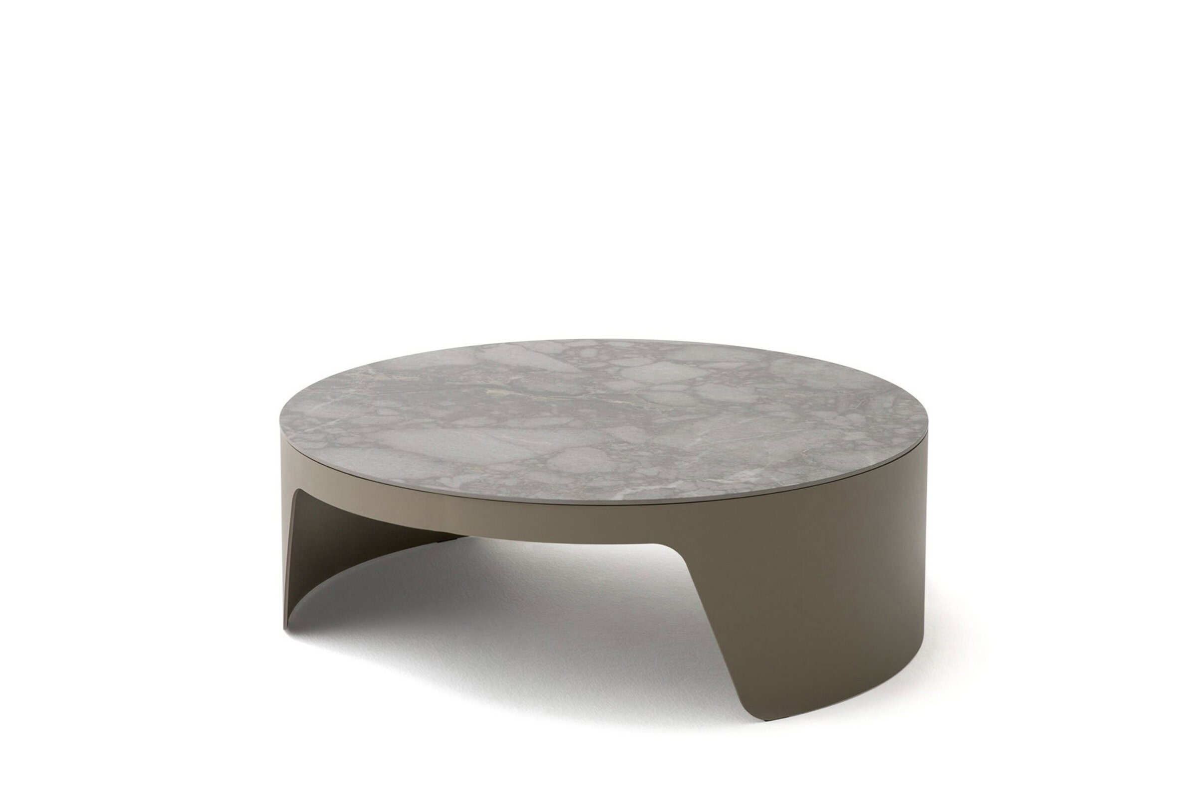 Masă de cafea modernă și elegantă, cu blat rotund din marmură și bază curbată elegantă, perfectă pentru livinguri contemporane și concepută pentru decorul luxos al casei.