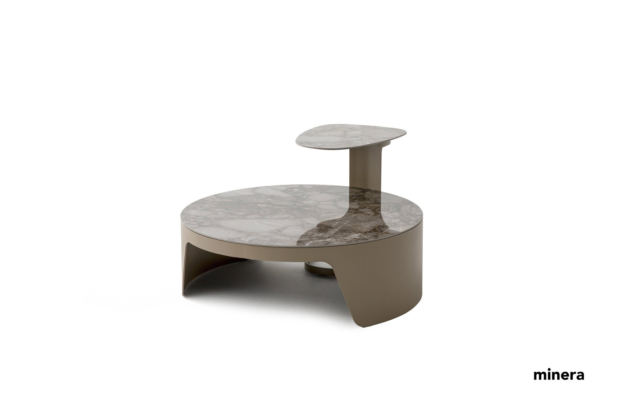 Luxury modern coffee table with marble top and unique layered design, perfect for contemporary living room decor.