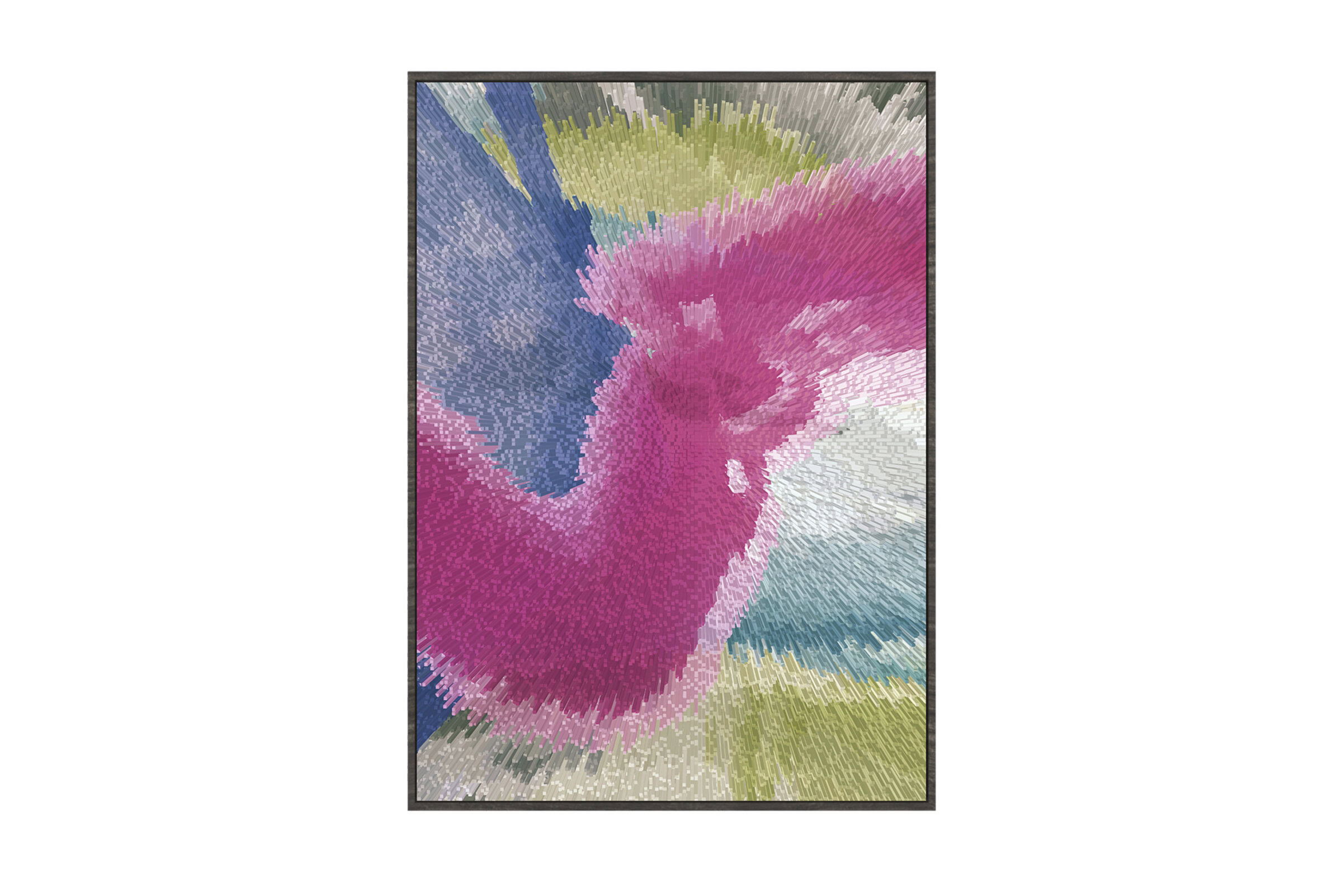 Bright and colorful abstract area rug featuring pink, blue, green, and gray tones, perfect for contemporary home decor.